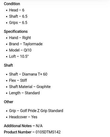 Taylormade Qi10 Driver / 10.5 Degree / Diamana T+ 60 Stiff