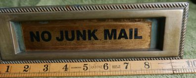Vintage brass letter box (with the inscription - NO JUNK MAIL - which can be removed)