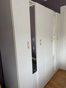 Large White Wardrobe 4 Door with Mirrors