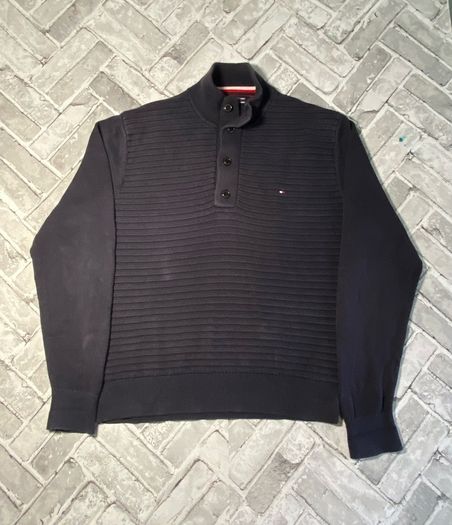 Tommy Hilfiger Mens Half Button-Down Navy Collared Jumper Size 2XL