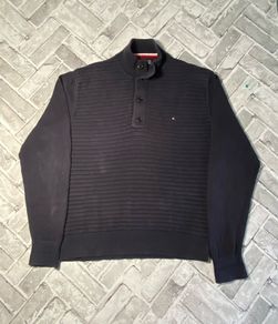 Tommy Hilfiger Mens Half Button-Down Navy Collared Jumper Size 2XL