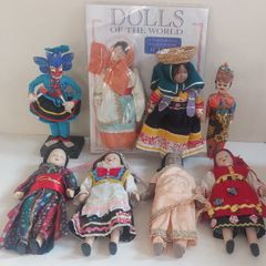 Collection of Eight Vintage Collectable Ethnic Dolls, Including Six from the Porcelain Dolls of The World Collection, Price for All