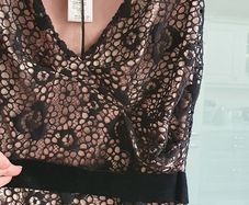 RENATA NUCCI black and taupe dress Sz 14 UK - Bnwt Rrp 239 Sterling