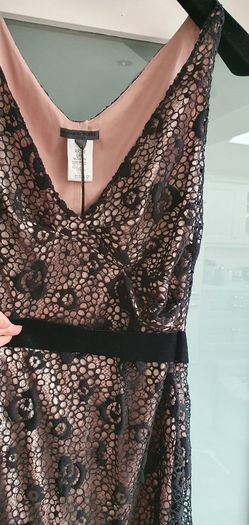RENATA NUCCI black and taupe dress Sz 14 UK - Bnwt Rrp 239 Sterling