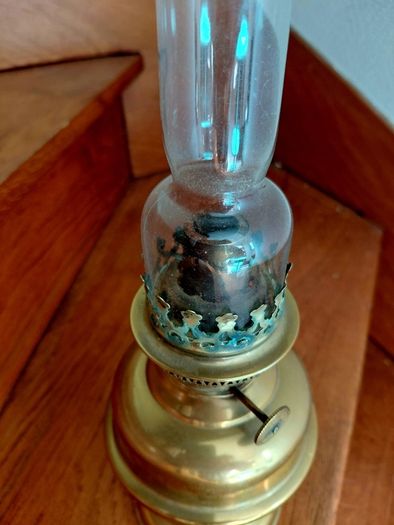 antique French brass oil lamp