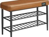 Shoe Bench, Seat, Entrance Area, Faux Leather, Seams, 60s Style, Modern, Maximum Load 135 kg, 30 x 80 x 50 cm,