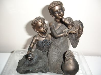 Two African Masai Children Figurines