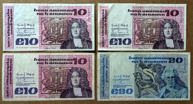 IRELAND - Set of 4 Banknotes: 5 10 20 Pounds Punt 1994-1986 P 72 73 (VF-XF)