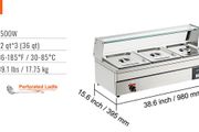 Buffet Food Warmer Stainless Steel 3-6 Pans with Glass Shield Commercial Countertop Bain Marie Electric Steamer Cooker