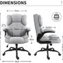 Office Chair with Flip-Up Arms for Home Office,Grey  Thick Padded Seat, Supportive Backrest, Ergonomic Design,  Rocking, 10cm Height Adjustment, 150kg Capacity Image 3