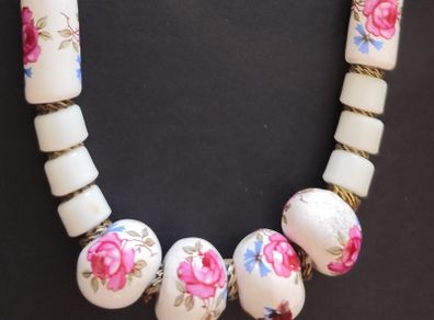 Vintage Necklace Ceramic Beads