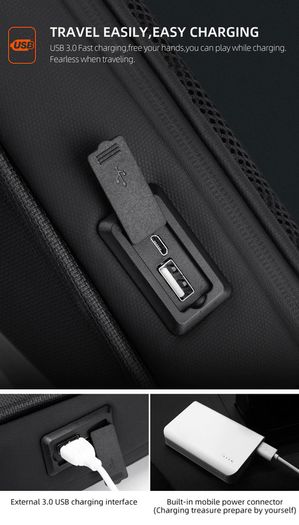 Men Shoulder Bags Black USB Charging Crossbody Bags Waterproof Casual Travel Messenger Bag Male Fit For 7.9 Inch iPad