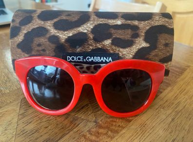 Genuine Dolce and Gabbana Red Leopard Print Sunglasses