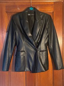 Zara Blazer Style Jacket Small Faux Leather Women's