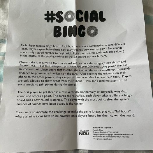 #Social Bingo Game