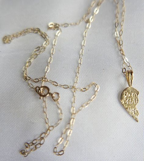 9K Yellow Gold 375 I Love You Piece of My Heart Puzzle Pendant Necklaces L9" - 0,68g