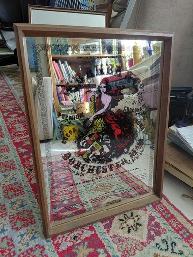 Vintage mirror advertising W Baker & Co premium chocolate Dorchester Boston