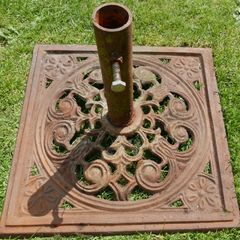 Vintage Heavy Cast Iron Garden Parasol Base Sunshade Umbrella Stand