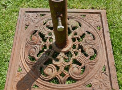 Vintage Heavy Cast Iron Garden Parasol Base Sunshade Umbrella Stand