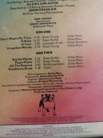 Status Quo Piledriver lp UK 2nd issue vertigo