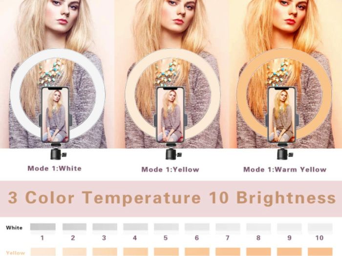 LED Ring Light 10" with Tripod Stand & Phone Holder for Live Streaming & YouTube Video, Dimmable Desk Makeup Ring Light for Photography, LED Lamp with tripod