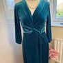 Rowen Avenue Teal Velvet like Wrap style Dress - Size S Image 2