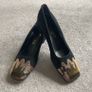 Stunning black suede and metallic bronze pumps with python like by Spanish designer Paco Herrero. Image 4