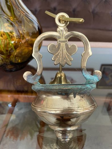 Vintage Brass Holy Water Font Wall Hanging Religious Home Decor