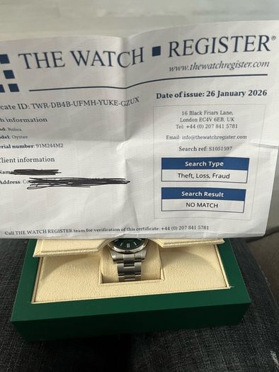 Rolex OP green 41m MINT condition