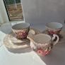 Vintage English Bone China Tea Set 22k Gold Chintz Pink Floral 6pc Image 2