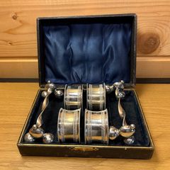 Antique Cased EPNS Silver Plate Napkin Rings & Knife Rests Set