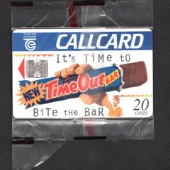 1995 Ireland 10 unit Cadbury's Time Out '95 "It's Time to Bite the Bar" (Schlumberger SC7) Call Card Used. Telecom Eireann card number 1101.