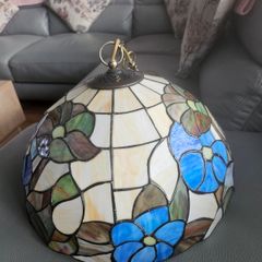 Tiffany style floral stained glass ceiling light