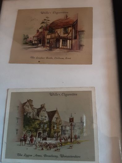 3 x vintage cigarette card's,  pub's  boat's and animal heads