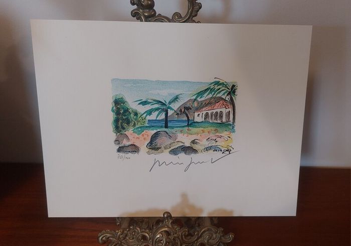 Fantastic Limited-Edition Hand-Signed Lithograph Print of a Caribbean Scene by the Renowned French Artist Alexandre Minguet (1937-1996), #737/1000