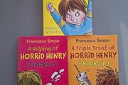 Horrid Henry 3 Paperback Books. Each book is a triple book so 9 stories.
