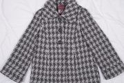 Monsoon Grey Houndstooth Wool Blend Short Coat 10UK/38EU