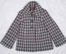 Monsoon Grey Houndstooth Wool Blend Short Coat 10UK/38EU