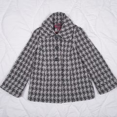 Monsoon Grey Houndstooth Wool Blend Short Coat 10UK/38EU