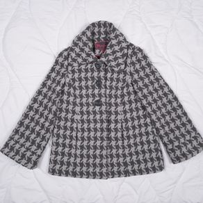 Monsoon Grey Houndstooth Wool Blend Short Coat 10UK/38EU