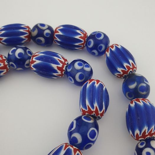 Antique Venetian Style Chevron & Thousand Glass Beads Necklace