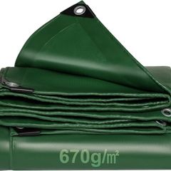 Tarpaulin PVC waterproof heavy duty 670g/mGreen,Reinforced Eyelets,Weatherproof, dust,snow,UV,cover for Outdoor Groundsheet Chicken Roof pool pond Building Caravan Lorry Boat tarp (2M x 3M)