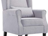 _Fabric Armchair Relax Chair Upholstered Lounge Chair, Light gray