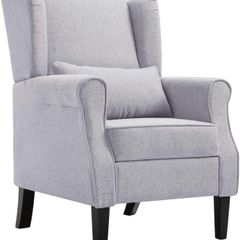 _Fabric Armchair Relax Chair Upholstered Lounge Chair, Light gray
