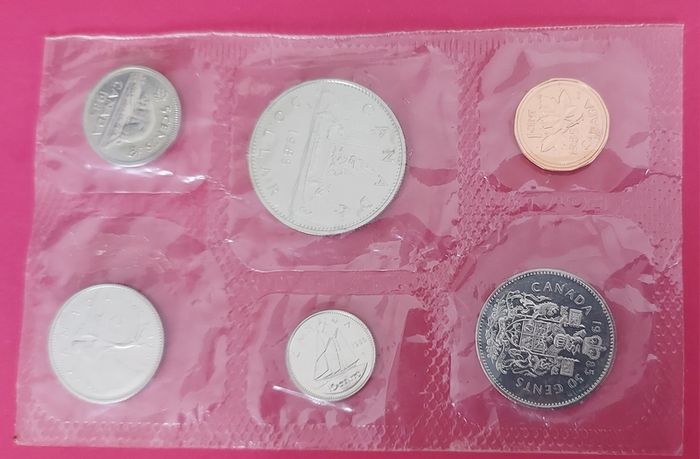 1985 1cent to  1 dollar  Canada Canoe B U set