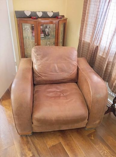 John Lewis Leather Sofa & Chair
