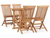 5 Piece Folding Outdoor Dining Set Solid Teak Wood