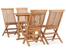 5 Piece Folding Outdoor Dining Set Solid Teak Wood