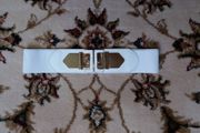 Ladies belt white and metal stretchy rubber belt