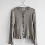 Pre Owned Gallery Grey Ruffle Trim Button-Down Cardigan Image 3